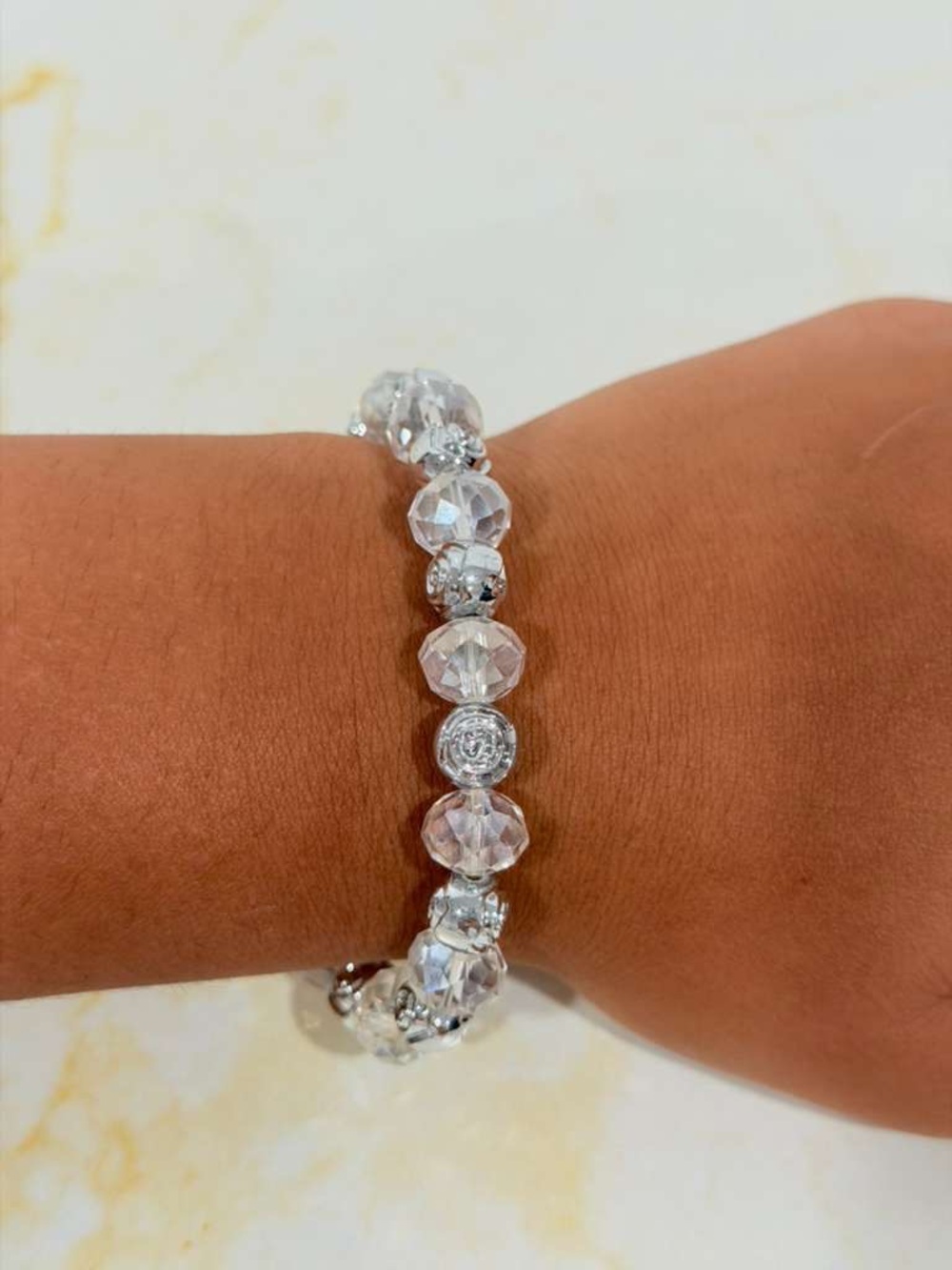 Clear Crystal Bead Bracelet - Elegant Sparkle